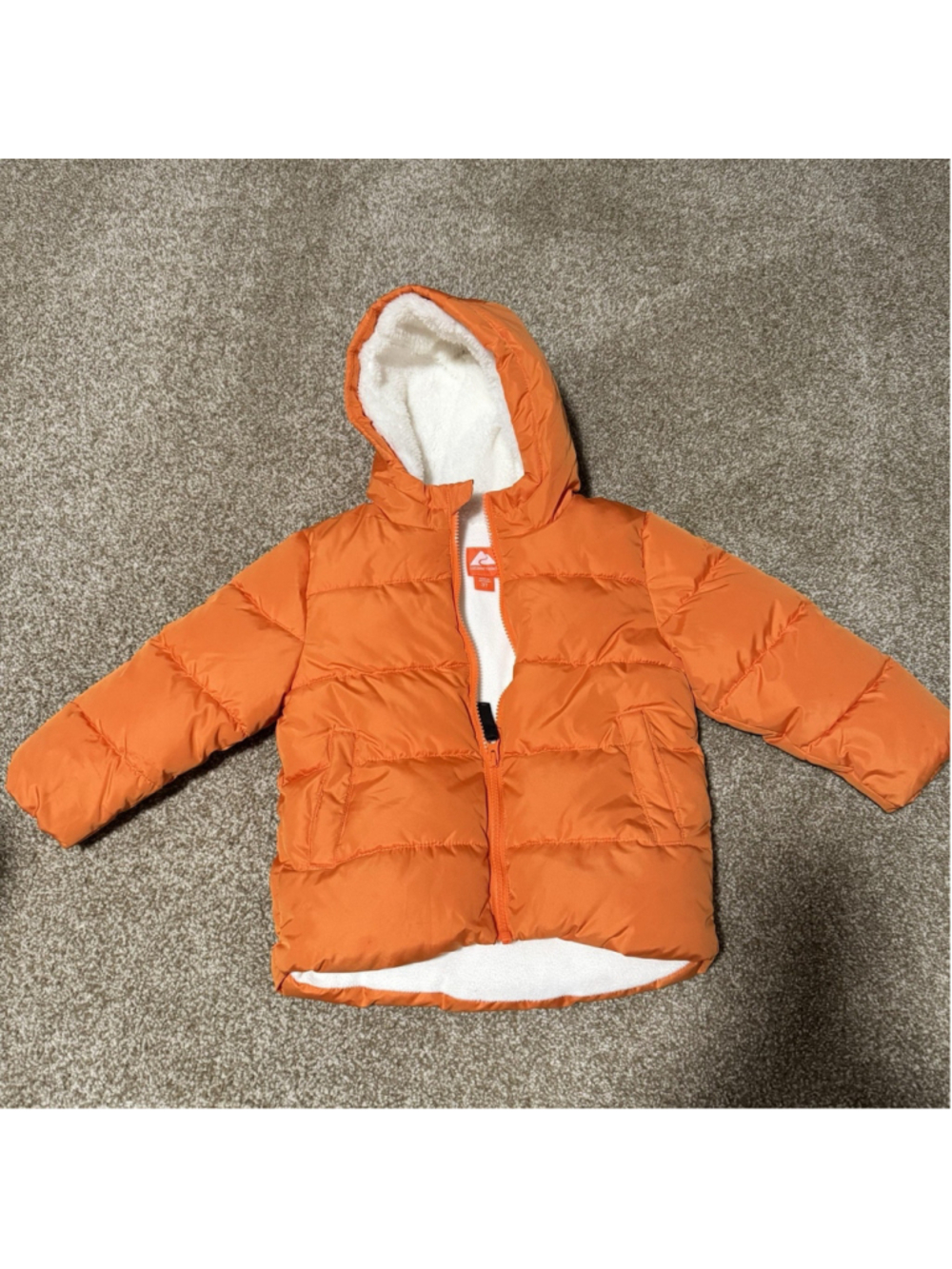 Ozark Trail Toddler Heavyweight Puffer Jacket, Size 3T, Orange Bliss